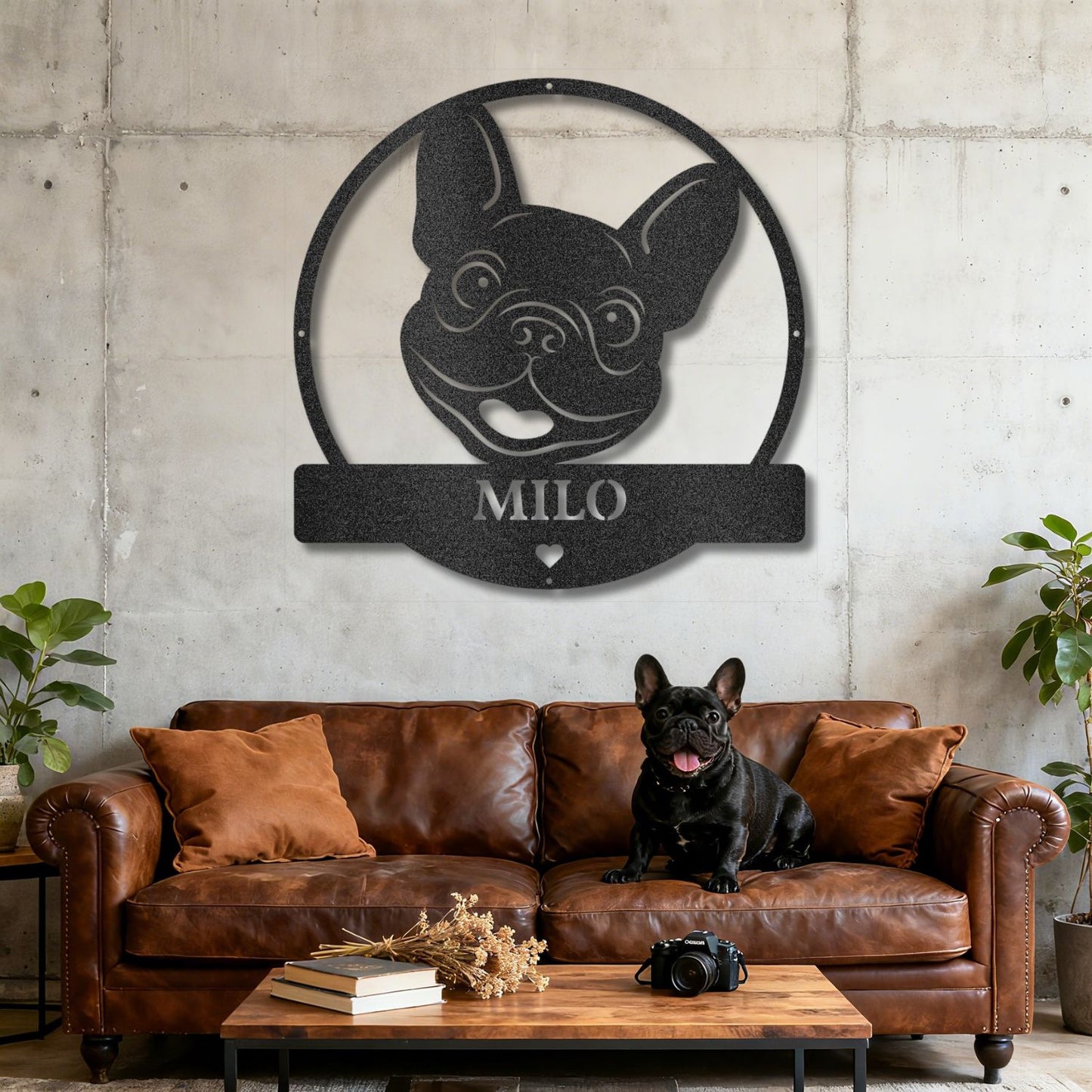 Personalized Playful Frenchie Metal Sign