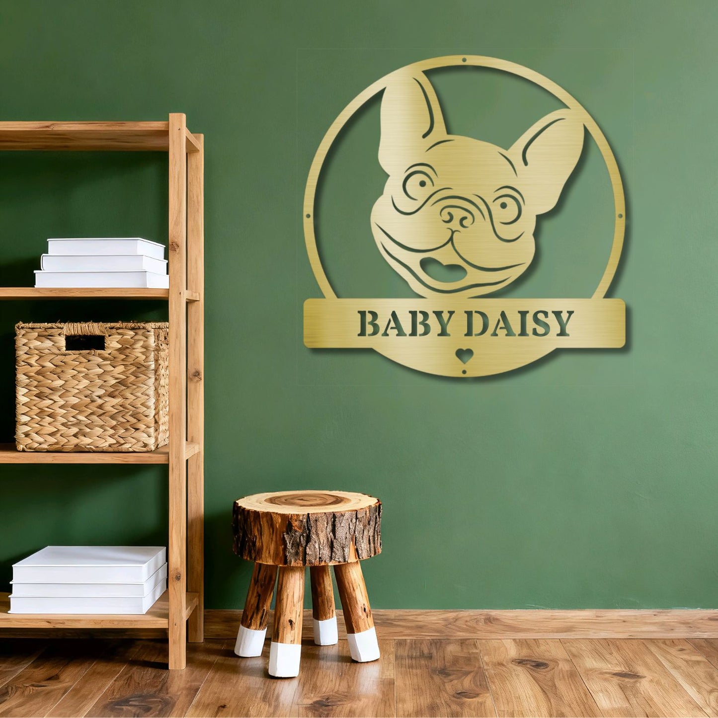 Personalized Playful Frenchie Metal Sign
