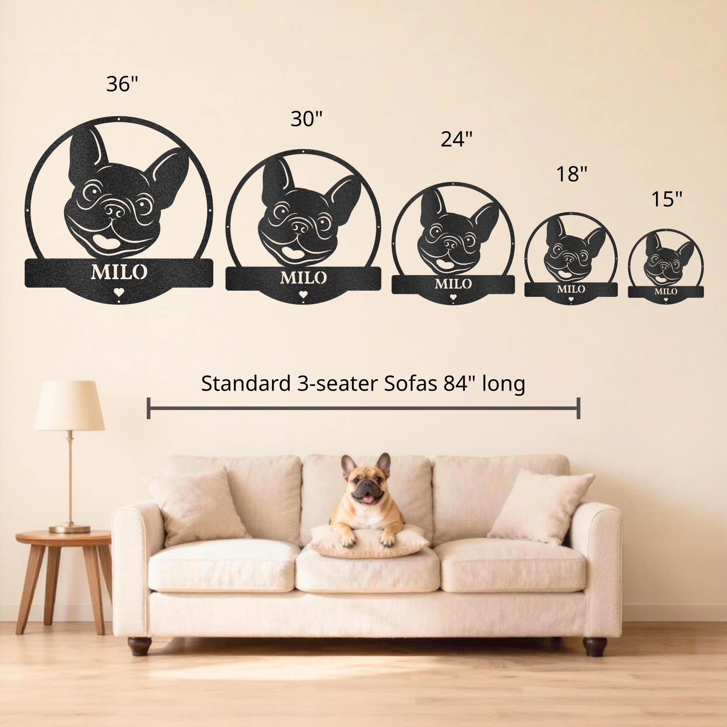 Personalized Playful Frenchie Metal Sign