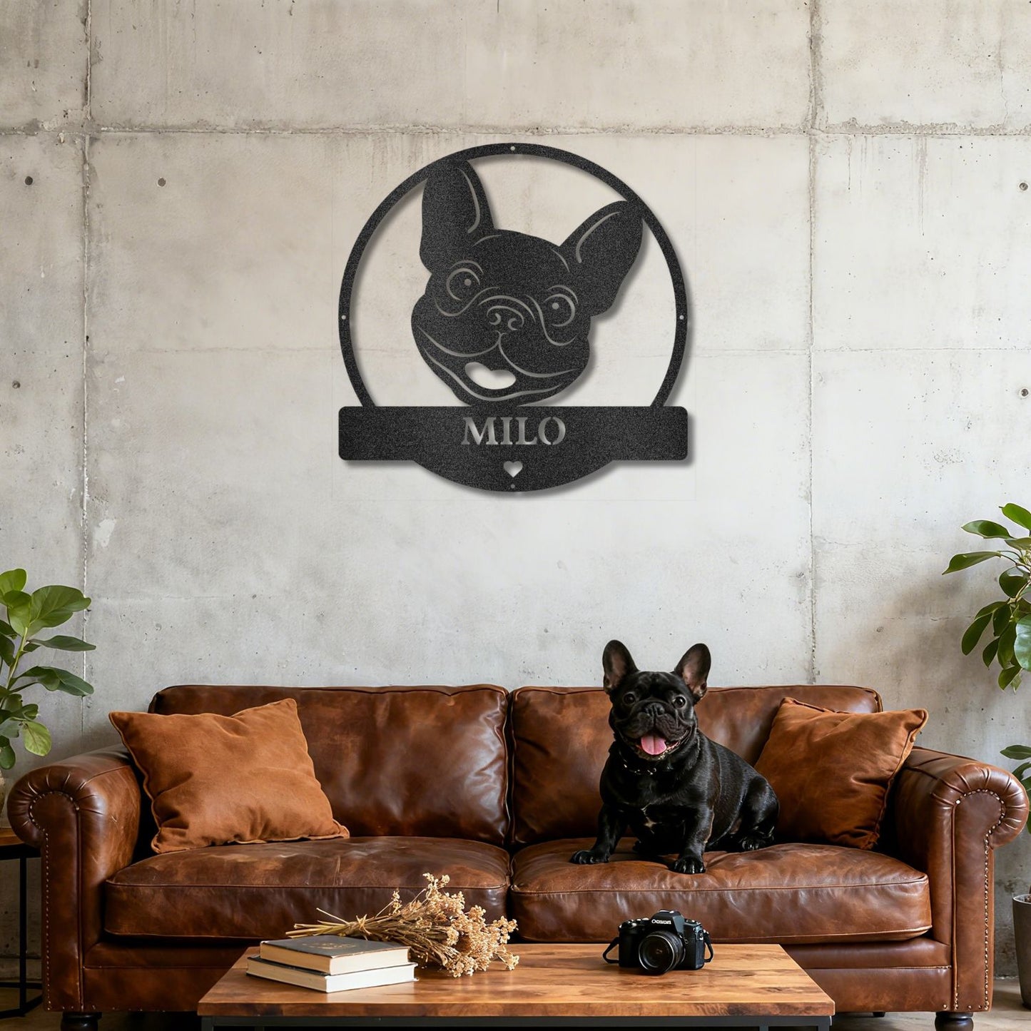 Personalized Playful Frenchie Metal Sign