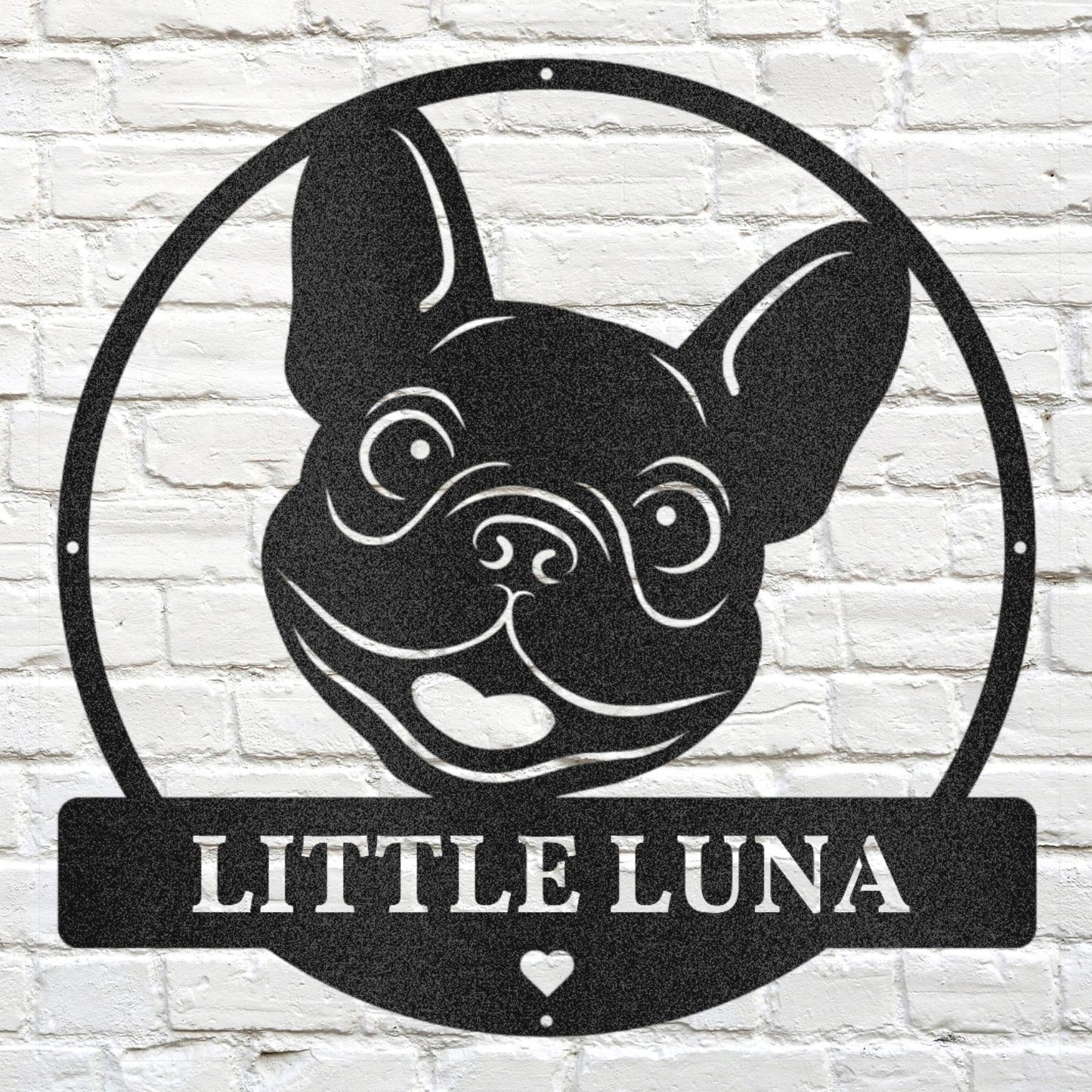 Personalized Playful Frenchie Metal Sign
